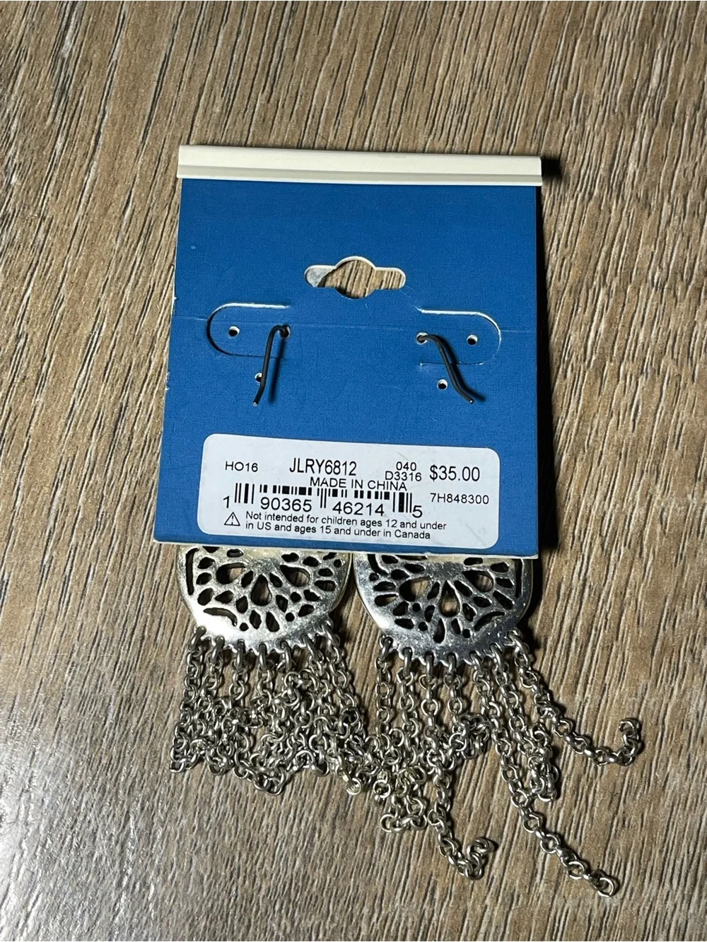 Lucky Brand Silver-Tone Filigree Chain Fringe Earrings